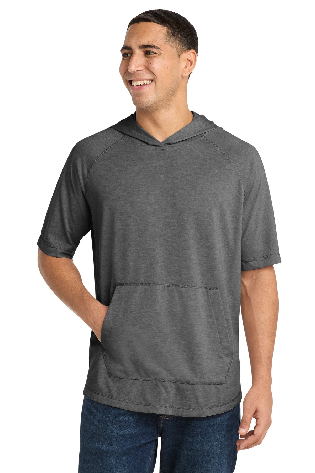 Sport-Tek PosiCharge Tri-Blend Wicking Short Sleeve Hoodie ST404