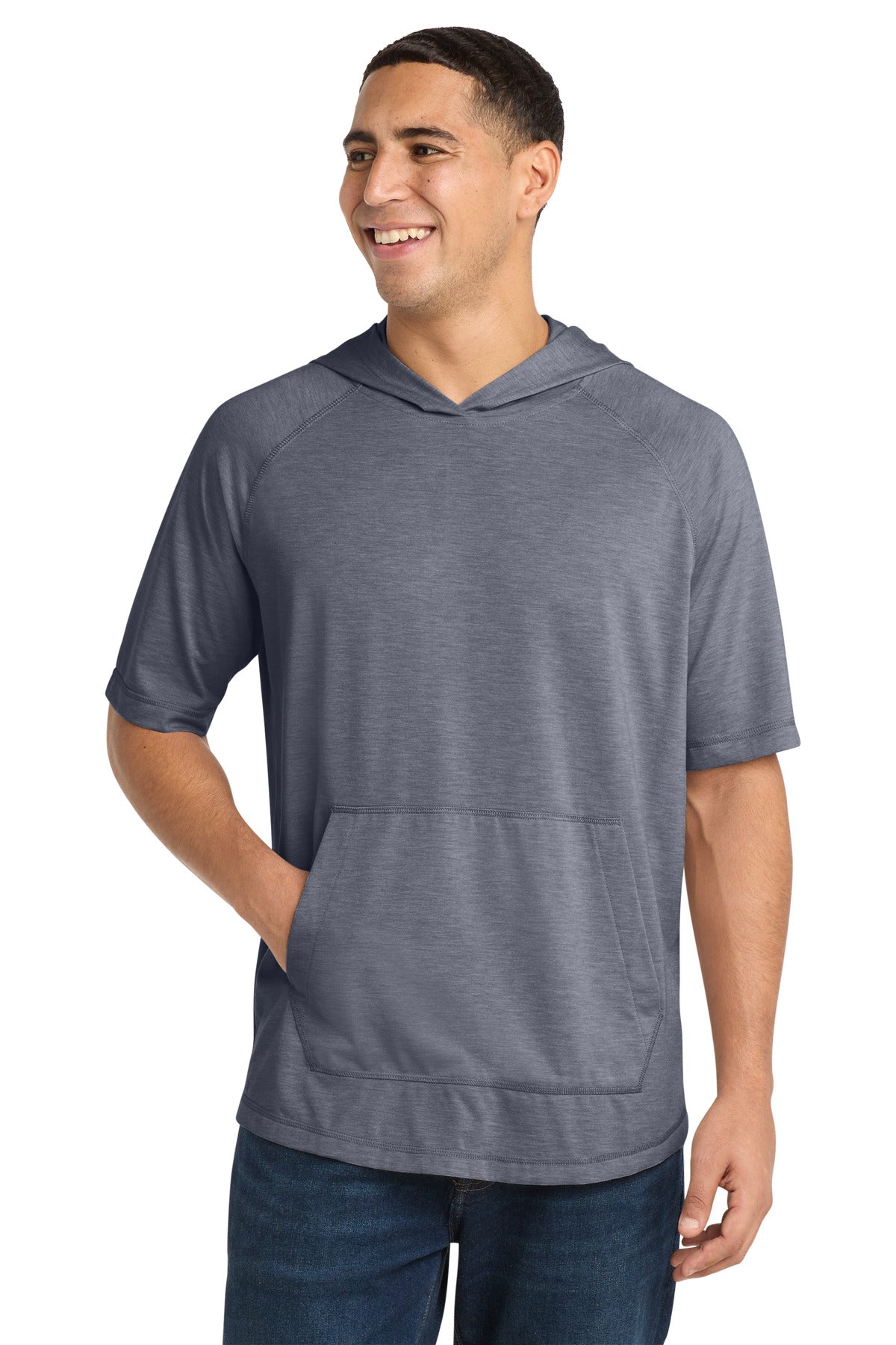Sport-Tek PosiCharge Tri-Blend Wicking Short Sleeve Hoodie ST404